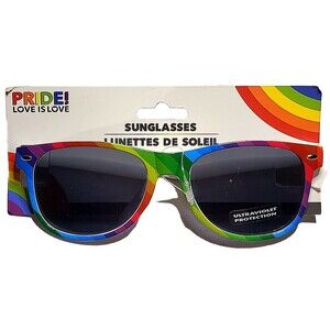 Sunglasses Rainbow Pride Adult Love Is Love UV Protection Black Lenses NWT LGBTQ